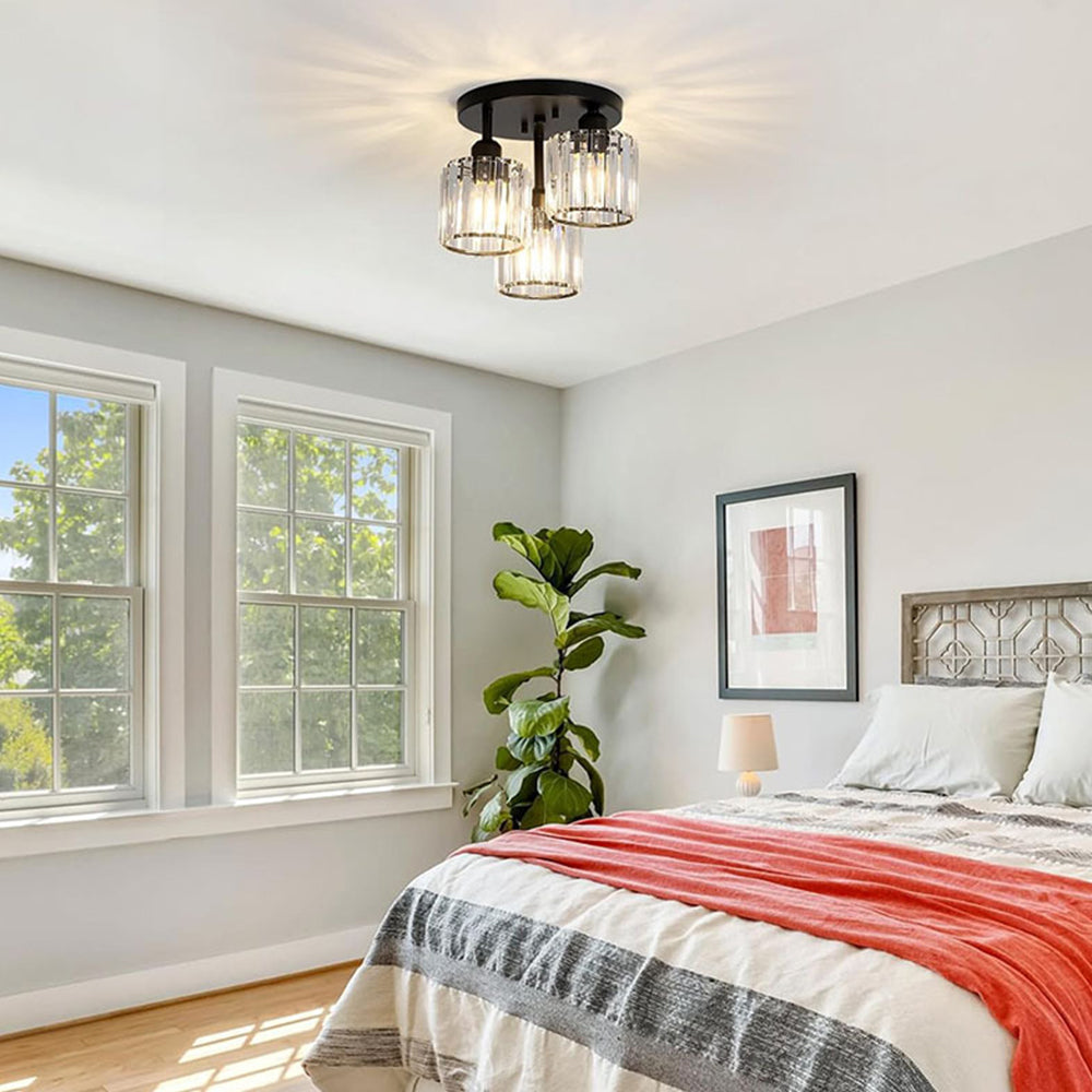 Modern Crystal Semi Flush Mount Bedroom Ceiling Light