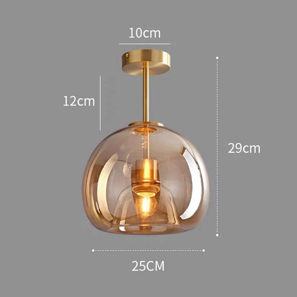 Modern Copper Glass Flush Mount Ceiling Light