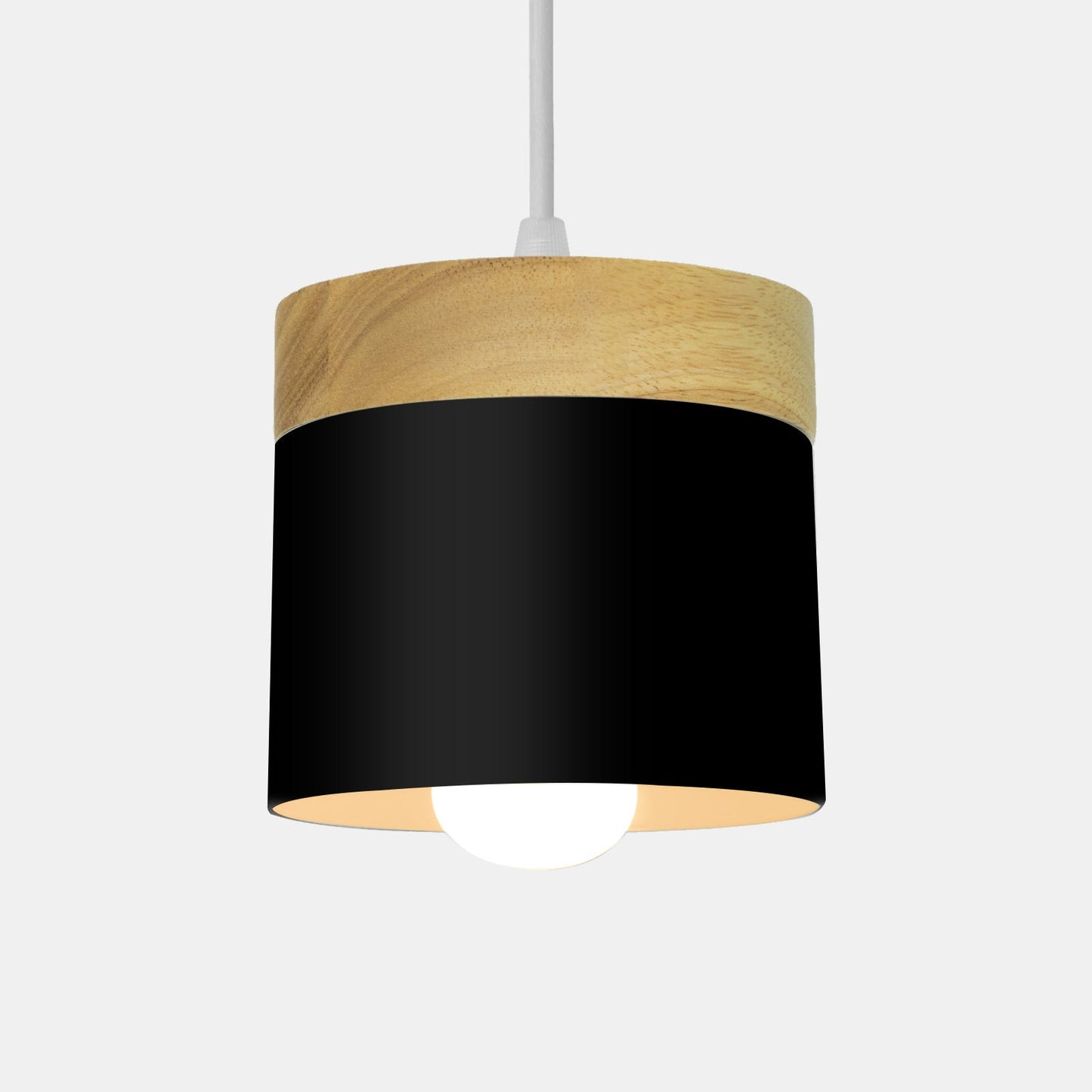 Wood Nordic Cylindrical Suspension Lamp