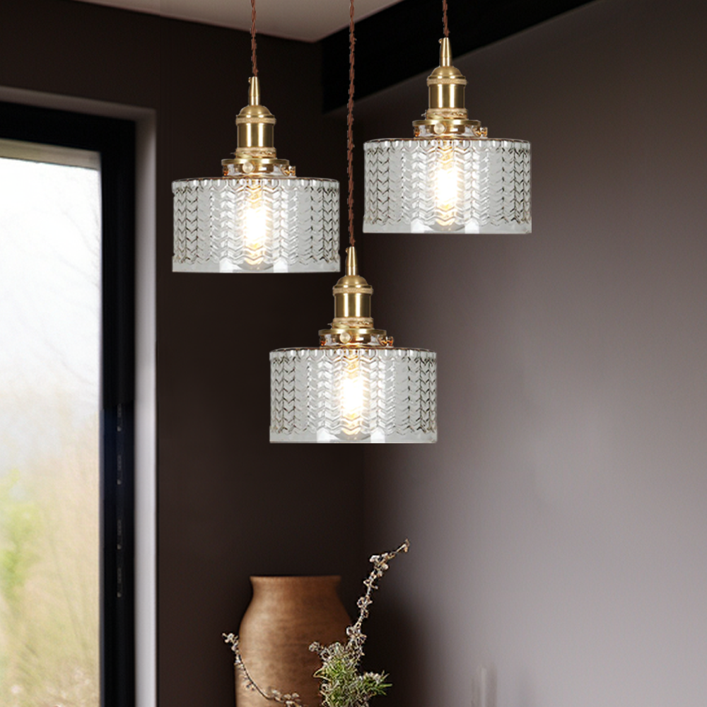 Vintage Cylinder Glass Pendant Light