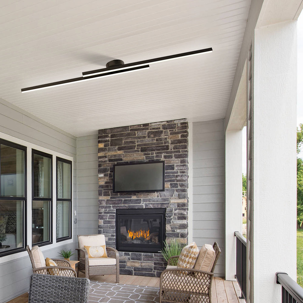 Modern Aluminium Long Strip LED Semi Flush Ceiling Light