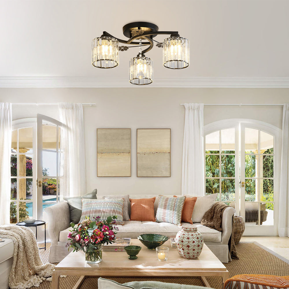 Crystal Luxury Semi Flush Ceiling Light
