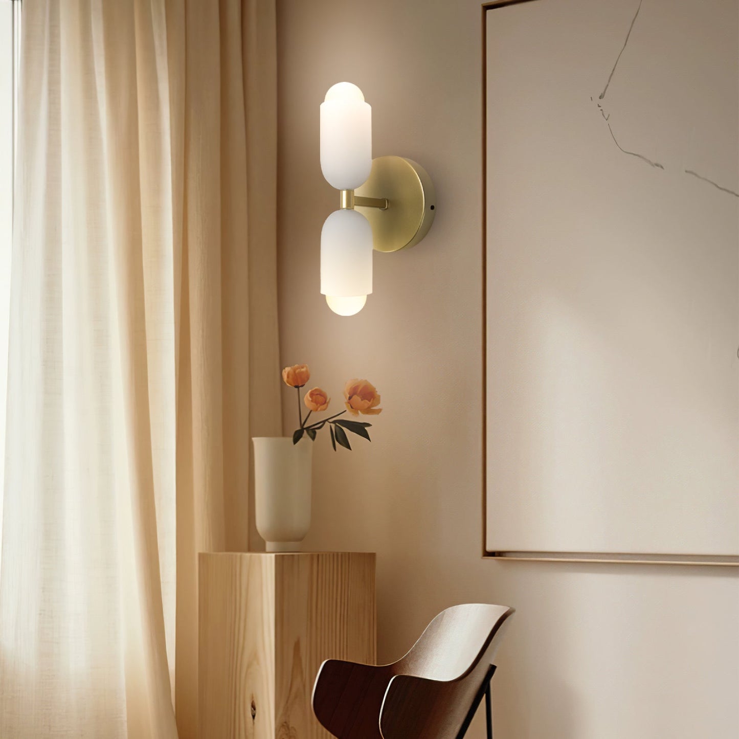 Modern Cream Double Head Wall Sconce