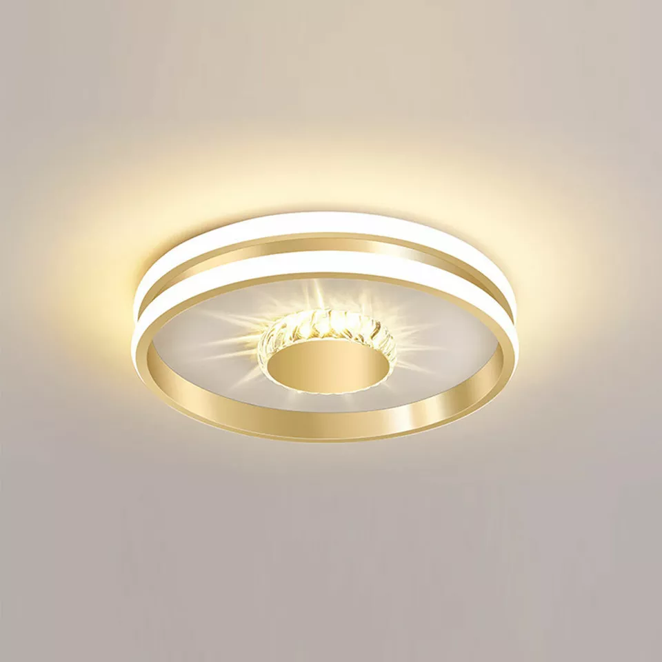 Gold Crystal LED Hallway Ceiling Light