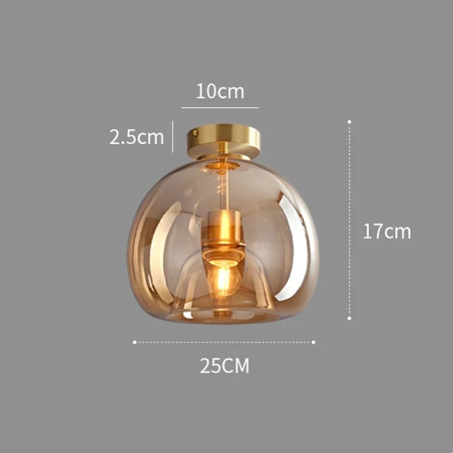 Modern Copper Glass Flush Mount Ceiling Light