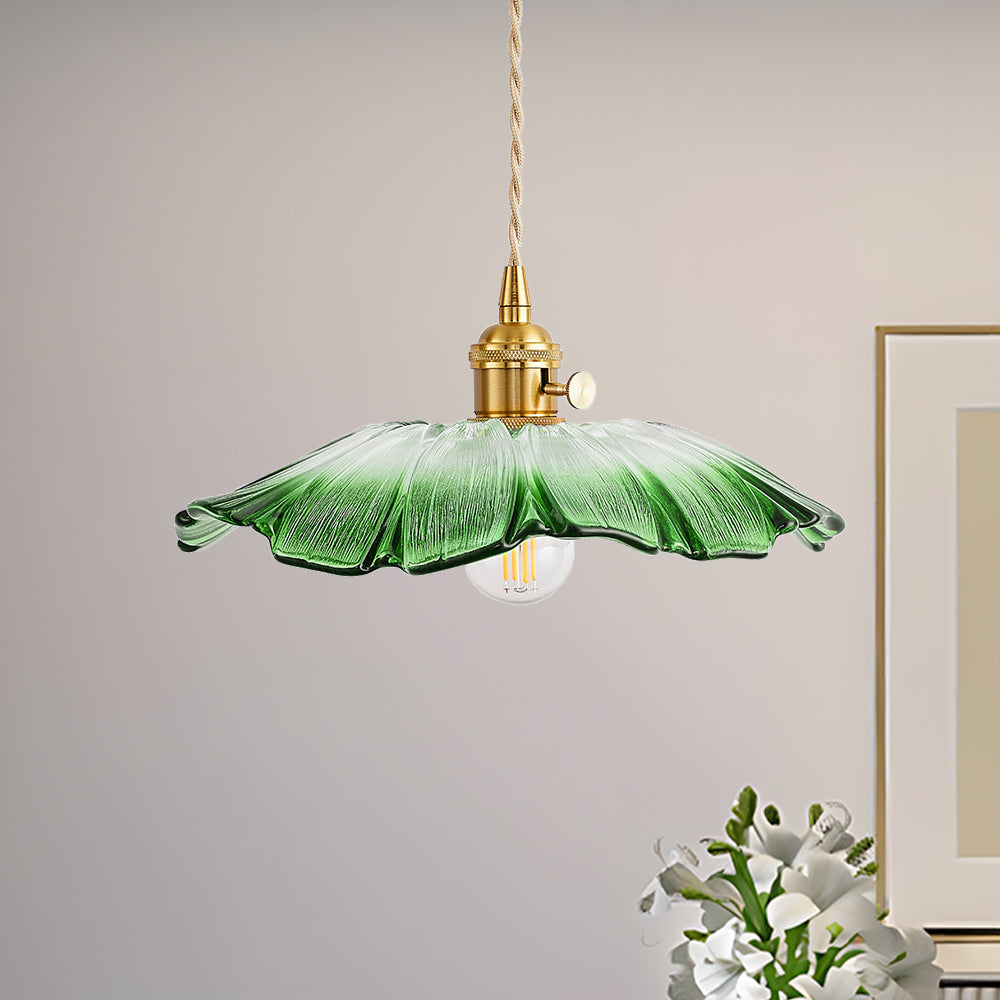 Retro Glass Flower Pendant Light For Dining Room
