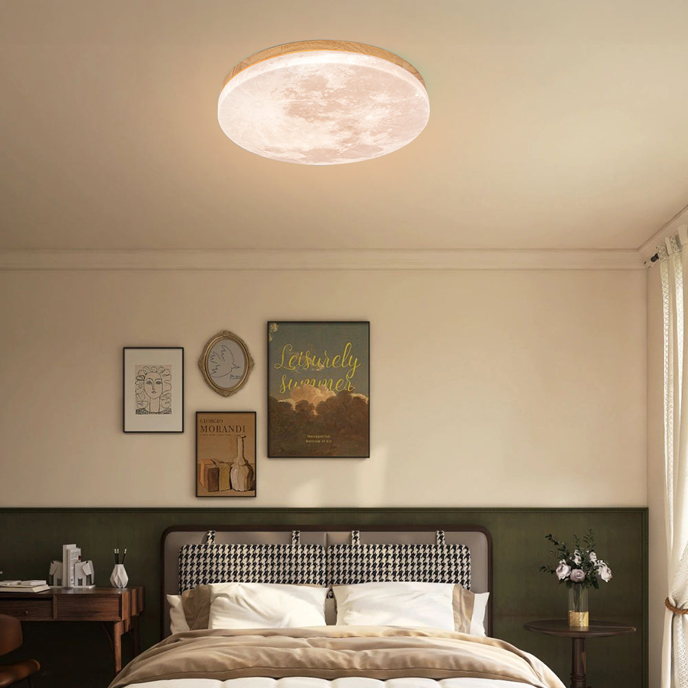 Art Deco Moon Round LED Ceiling Light For Living Room
