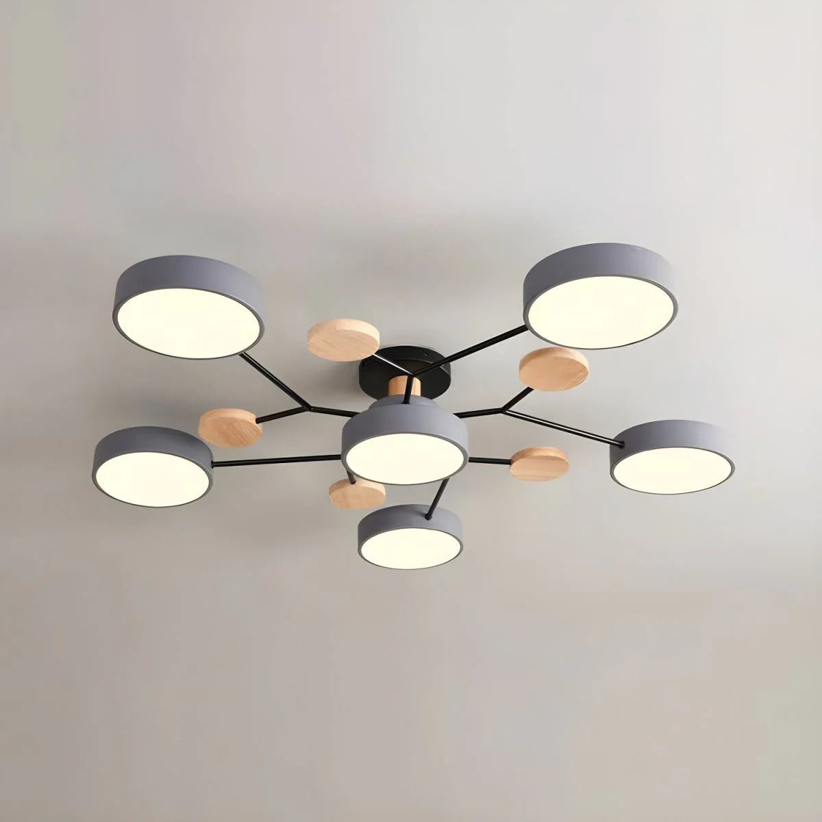 Modern Round Iron LED Semi-Flush Ceiling Chandelier