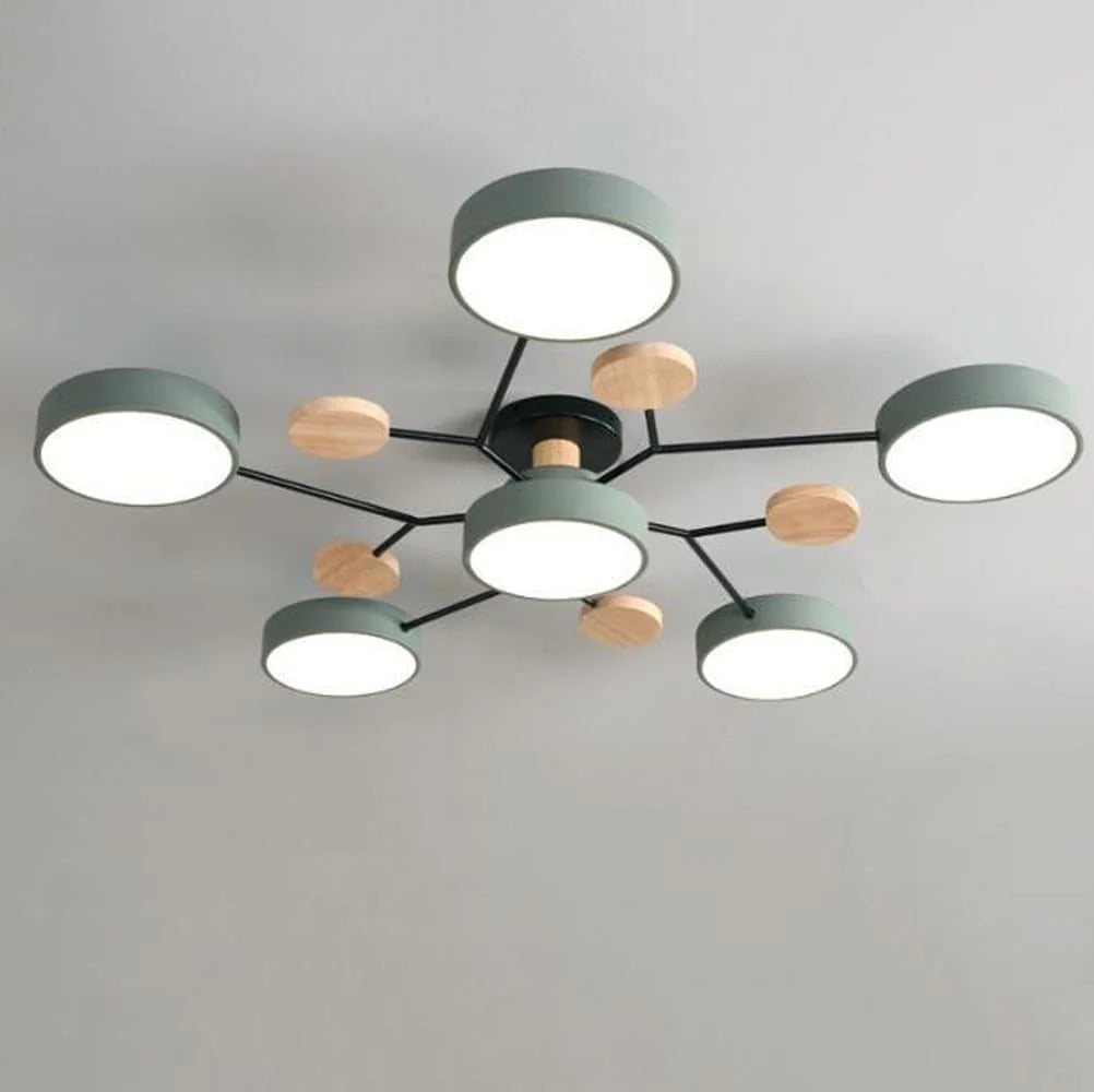 Modern Round Iron LED Semi-Flush Ceiling Chandelier