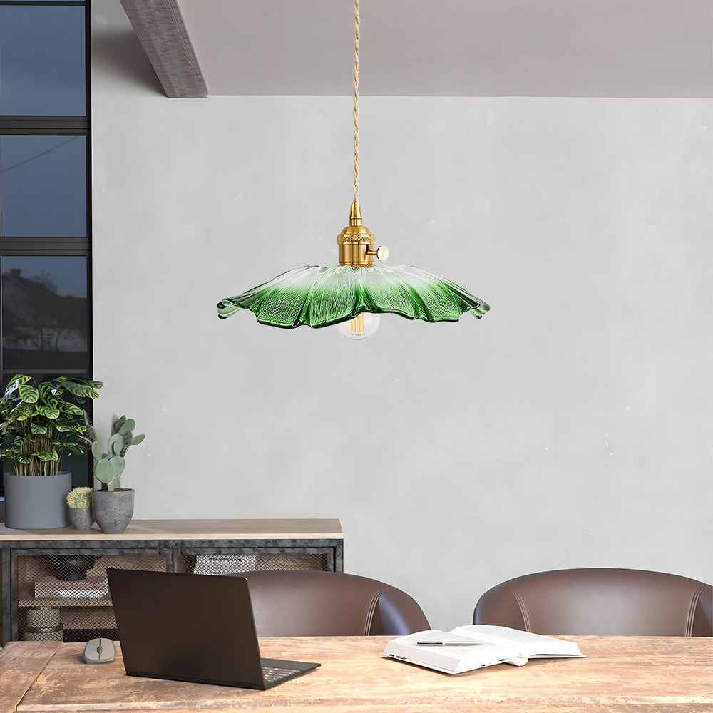 Retro Glass Flower Pendant Light For Dining Room