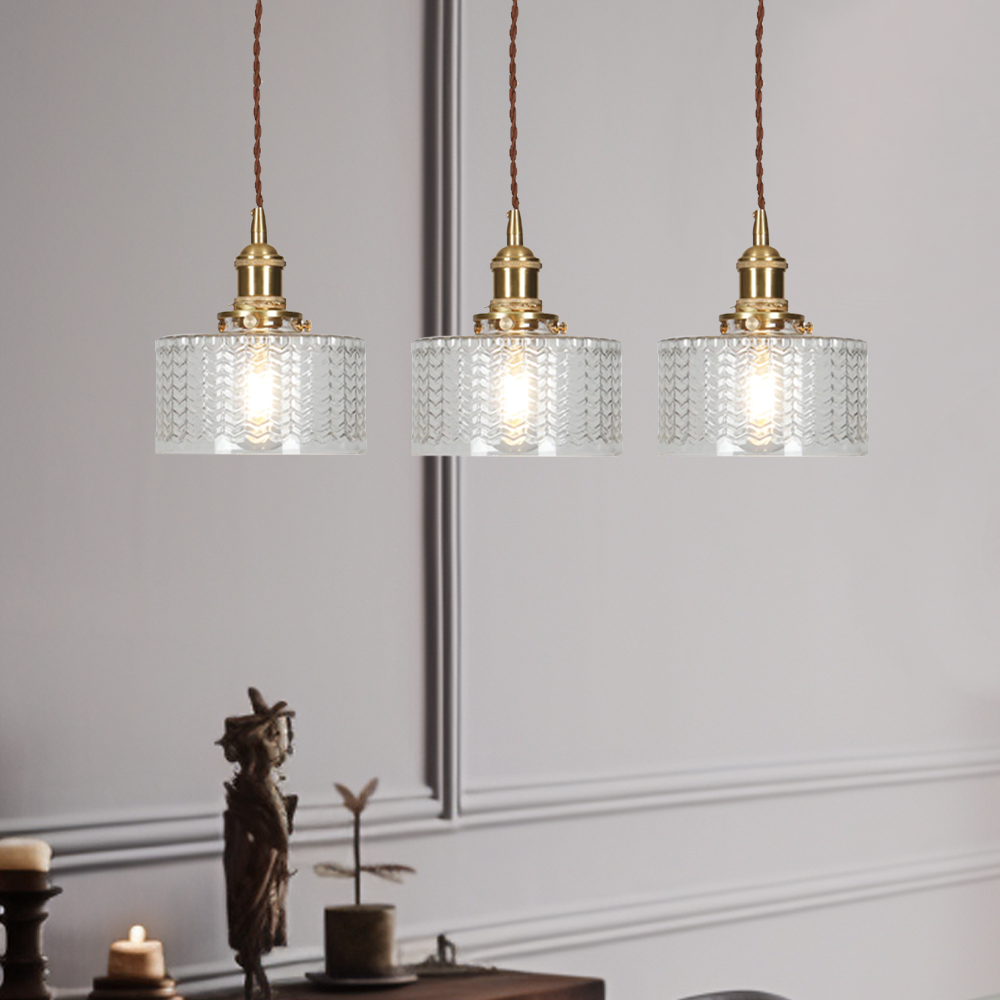 Vintage Cylinder Glass Pendant Light