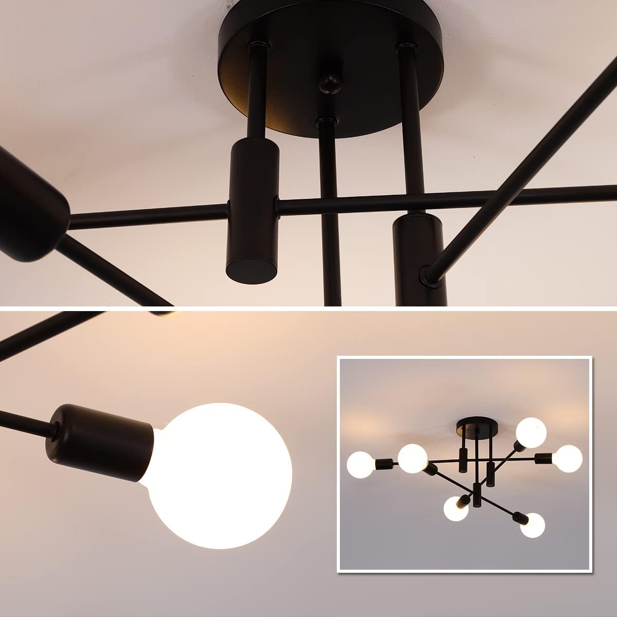 Modern Nordic Black Metal Ceiling Light