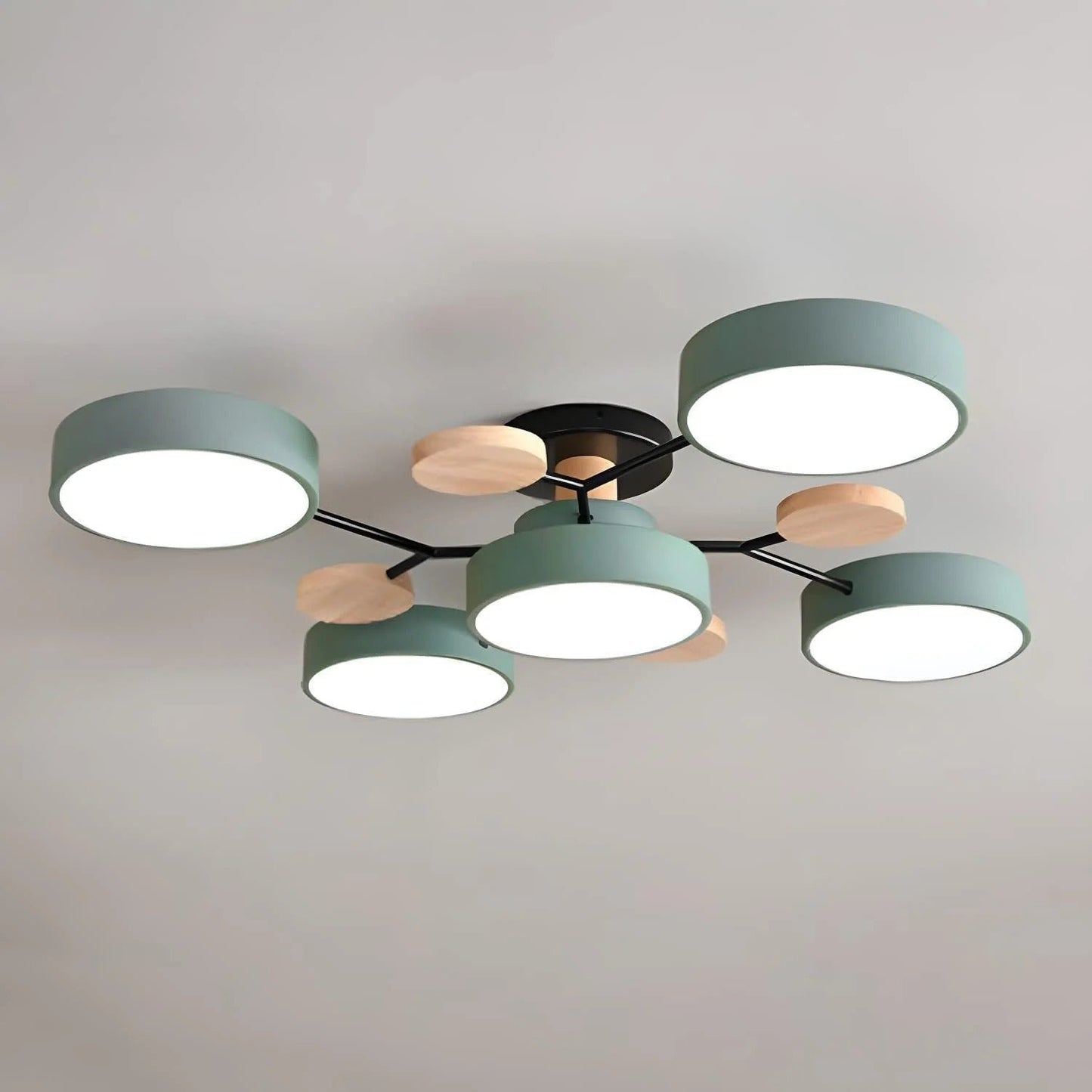 Modern Round Iron LED Semi-Flush Ceiling Chandelier