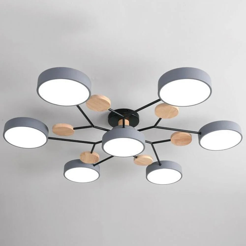 Modern Round Iron LED Semi-Flush Ceiling Chandelier