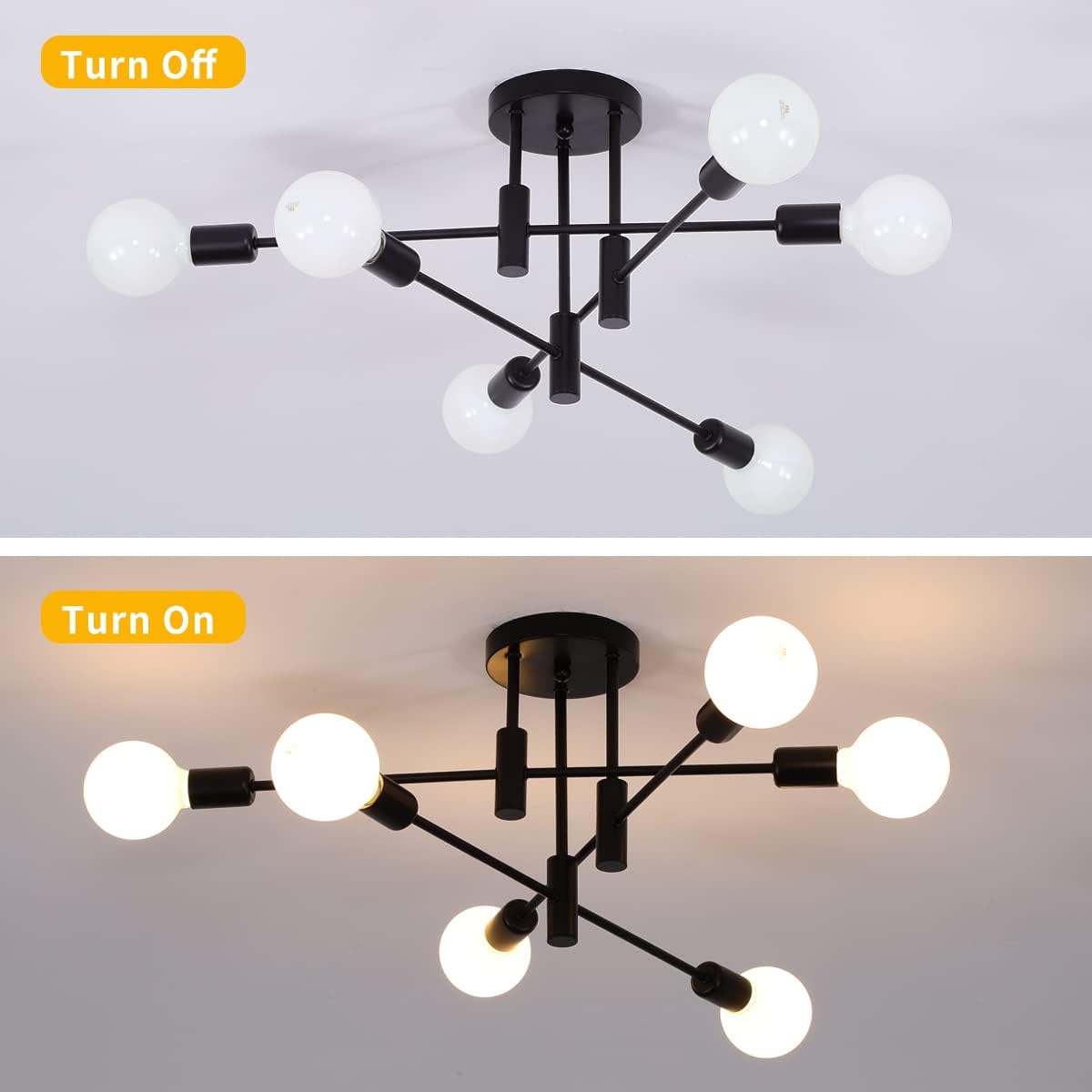 Modern Nordic Black Metal Ceiling Light