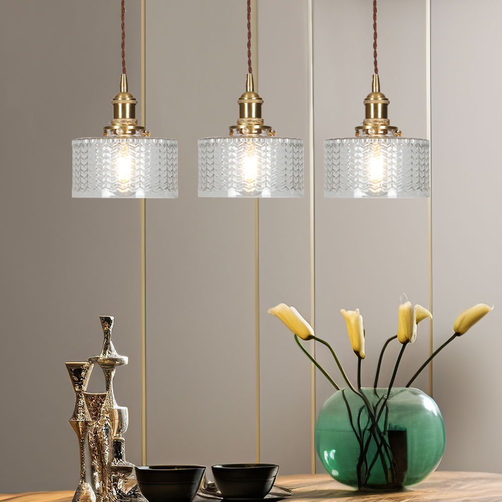 Vintage Cylinder Glass Pendant Light