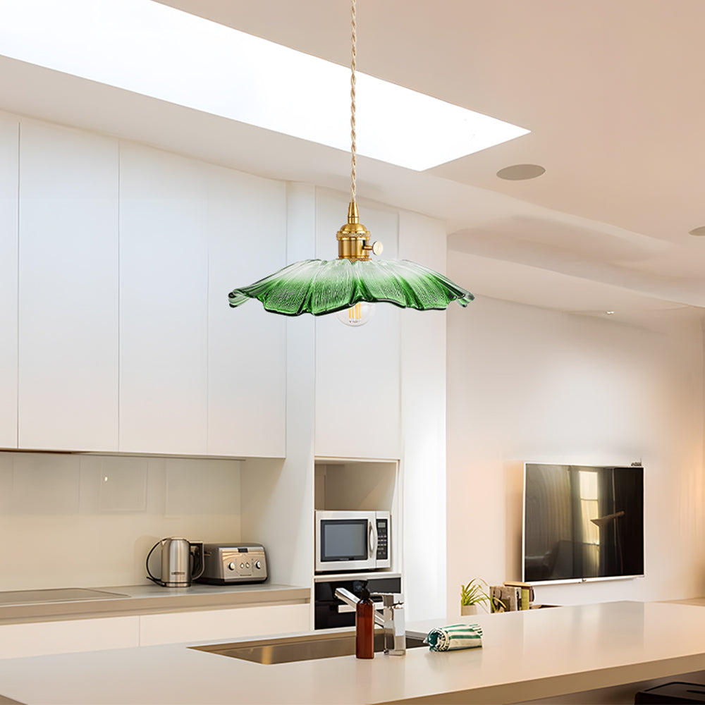 Retro Glass Flower Pendant Light For Dining Room
