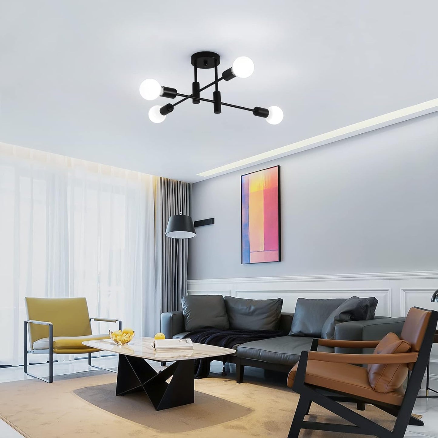 Modern Nordic Black Metal Ceiling Light