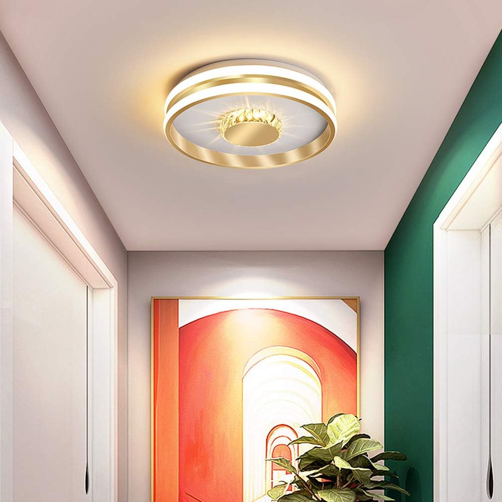 Gold Crystal LED Hallway Ceiling Light
