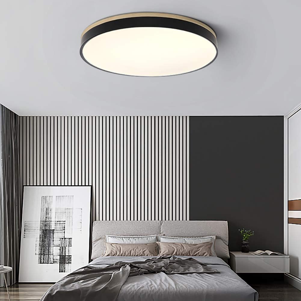 Round Wooden Flush Mount LED Ceiling Light
