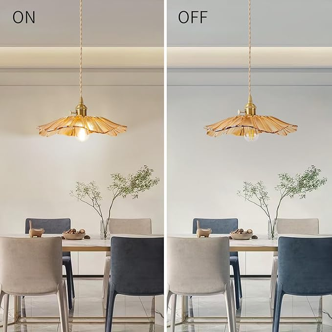 Retro Glass Flower Pendant Light For Dining Room