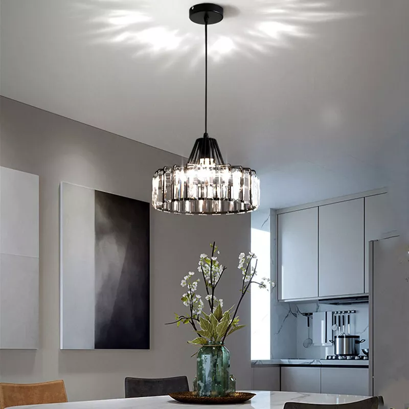 Black Modern Crystal Hanging Pendant Light