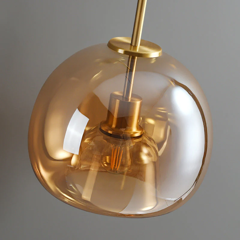 Modern Copper Glass Flush Mount Ceiling Light