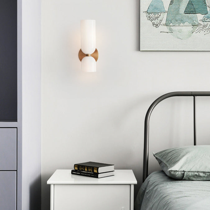 Glass Double Head Bedroom Wall Lamp LED Sconce