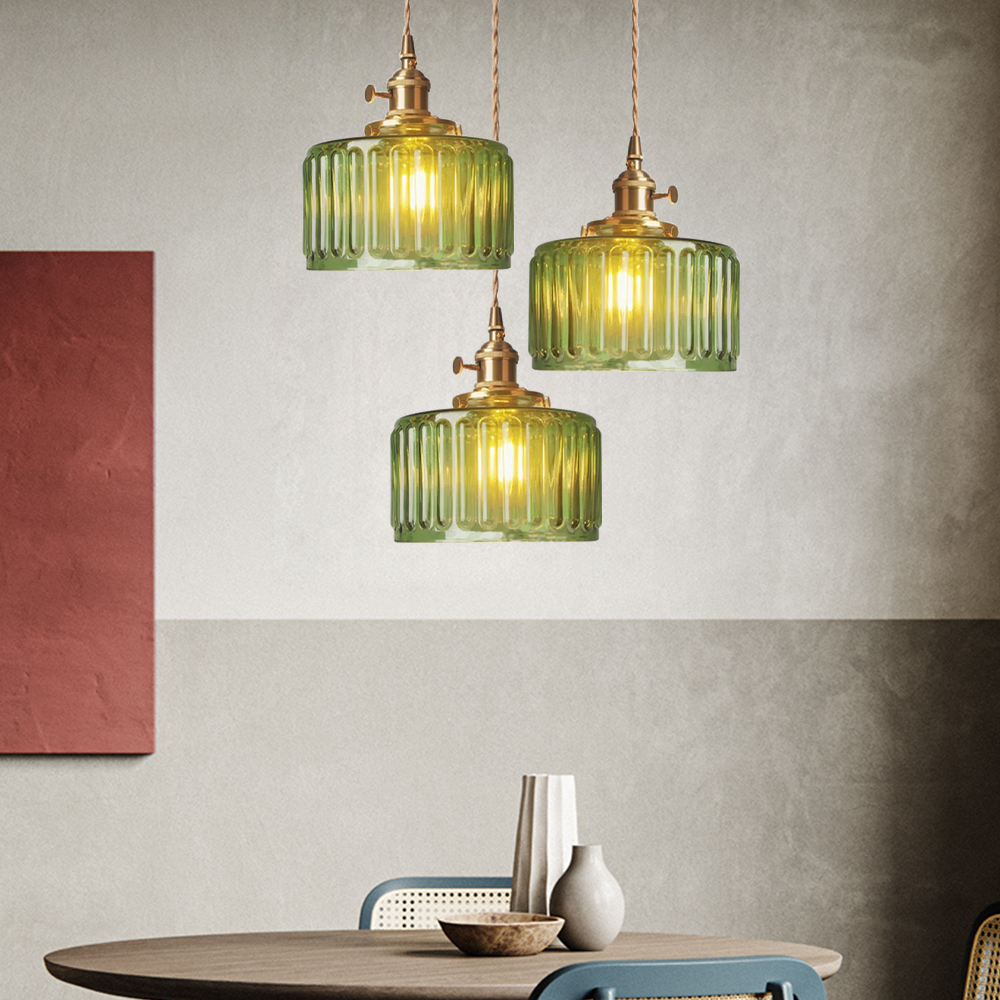 Vintage Cylinder Glass Pendant Light