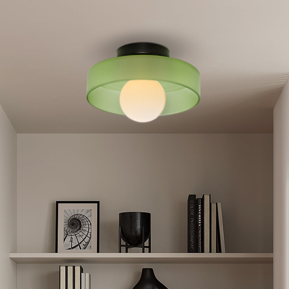 Modern Round Glass Flush Mount Ceiling Light