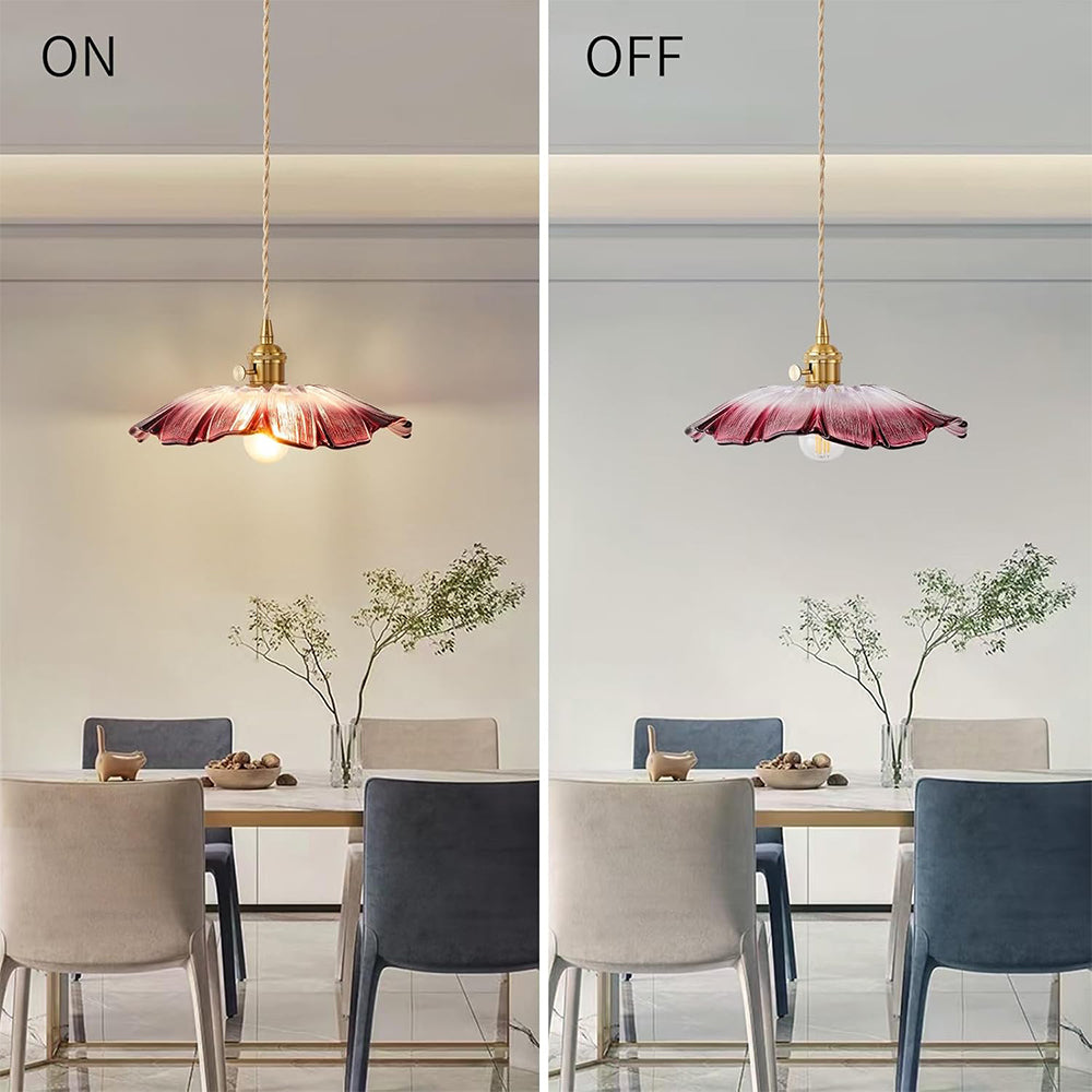 Retro Glass Flower Pendant Light For Dining Room