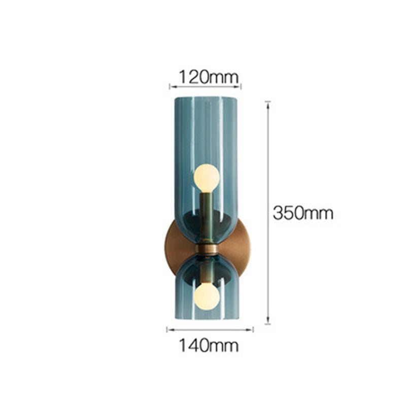 Glass Double Head Bedroom Wall Lamp LED Sconce