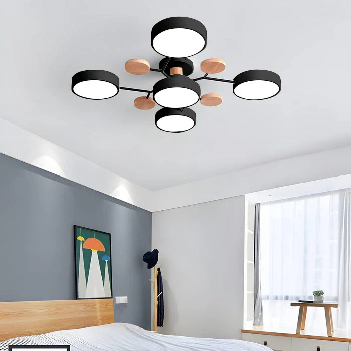 Modern Round Iron LED Semi-Flush Ceiling Chandelier