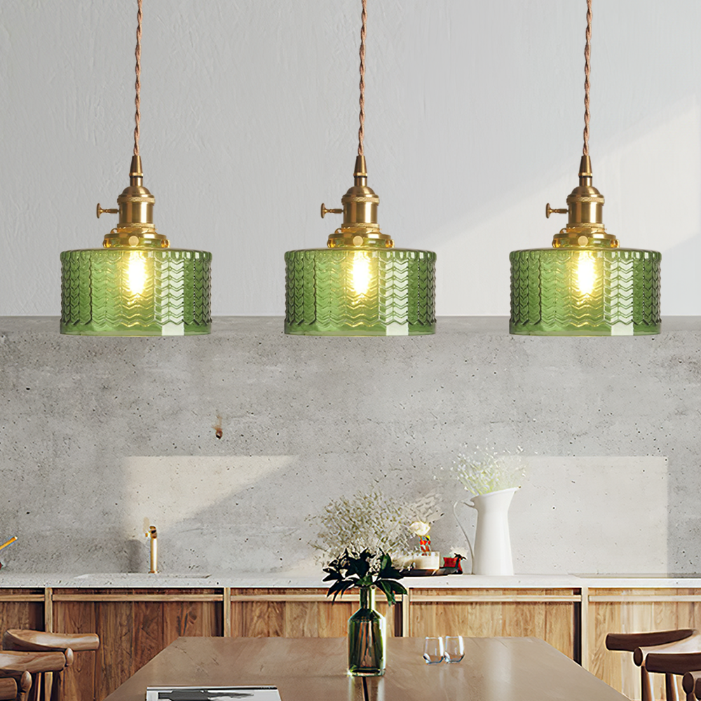 Vintage Cylinder Glass Pendant Light