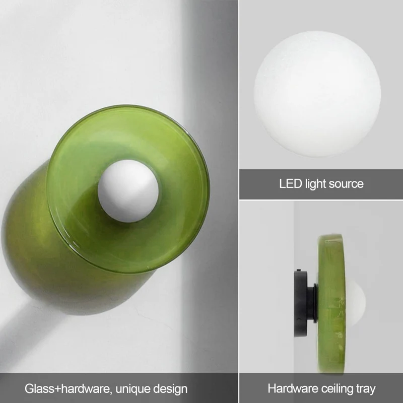 Modern Round Glass Flush Mount Kitchen Ceiling Light