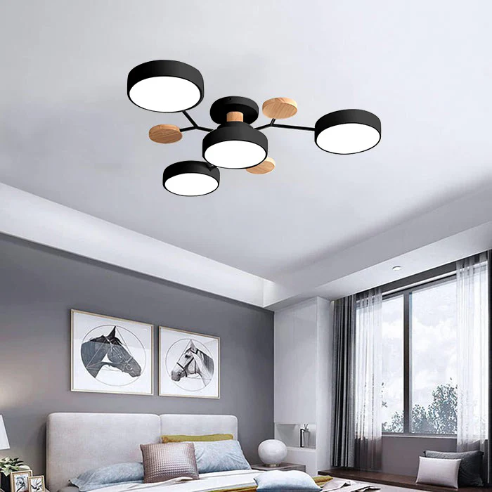 Modern Round Iron LED Semi-Flush Ceiling Chandelier
