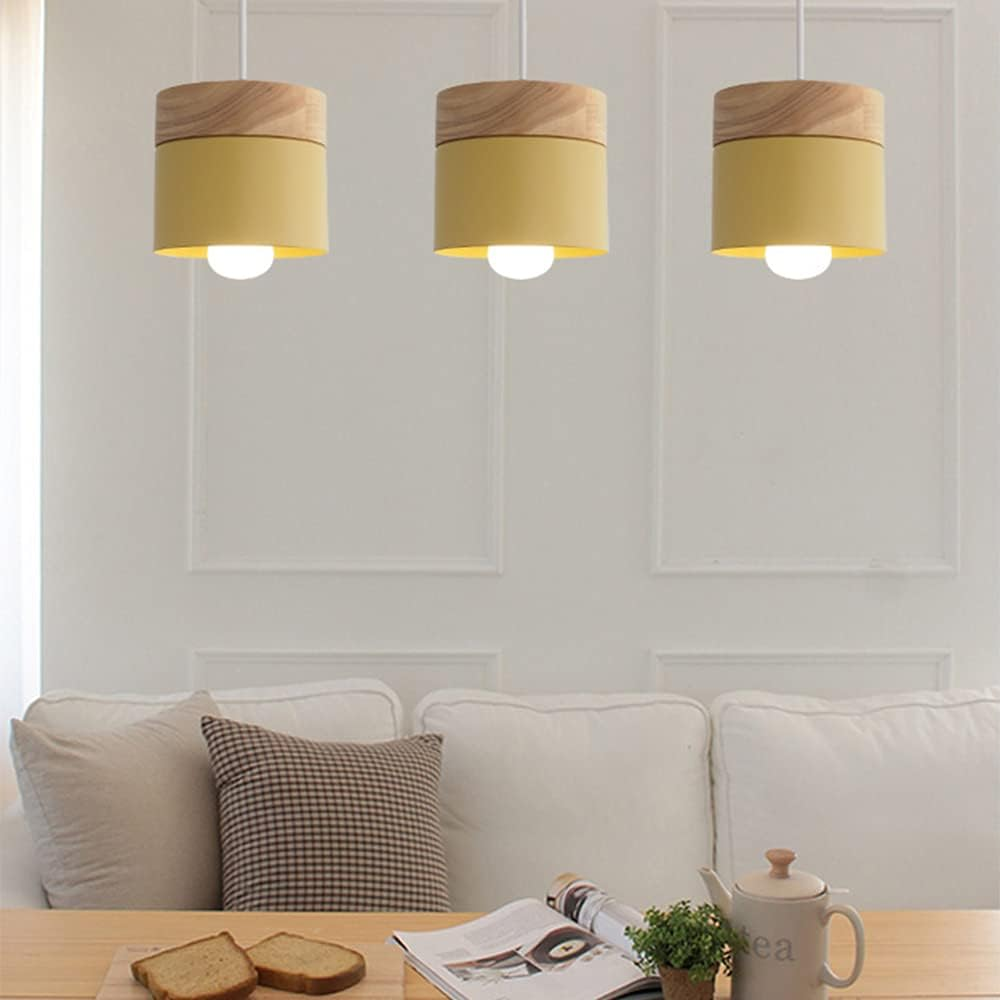 Wood Nordic Cylindrical Suspension Lamp
