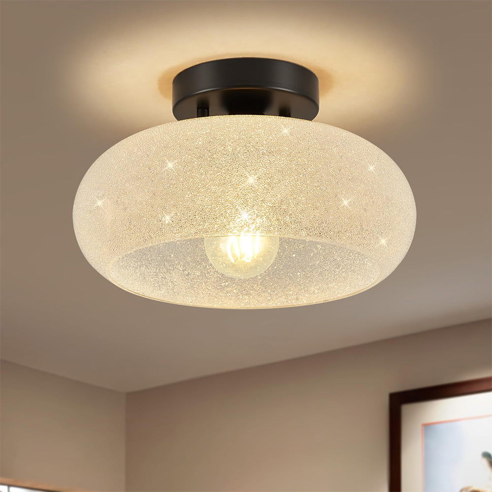 Modern Round Glass Semi-Flush Ceiling Light