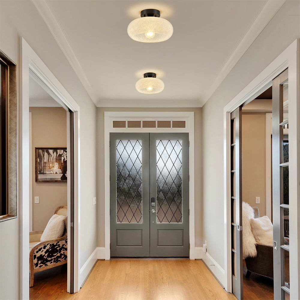 Modern Round Glass Semi-Flush Ceiling Light