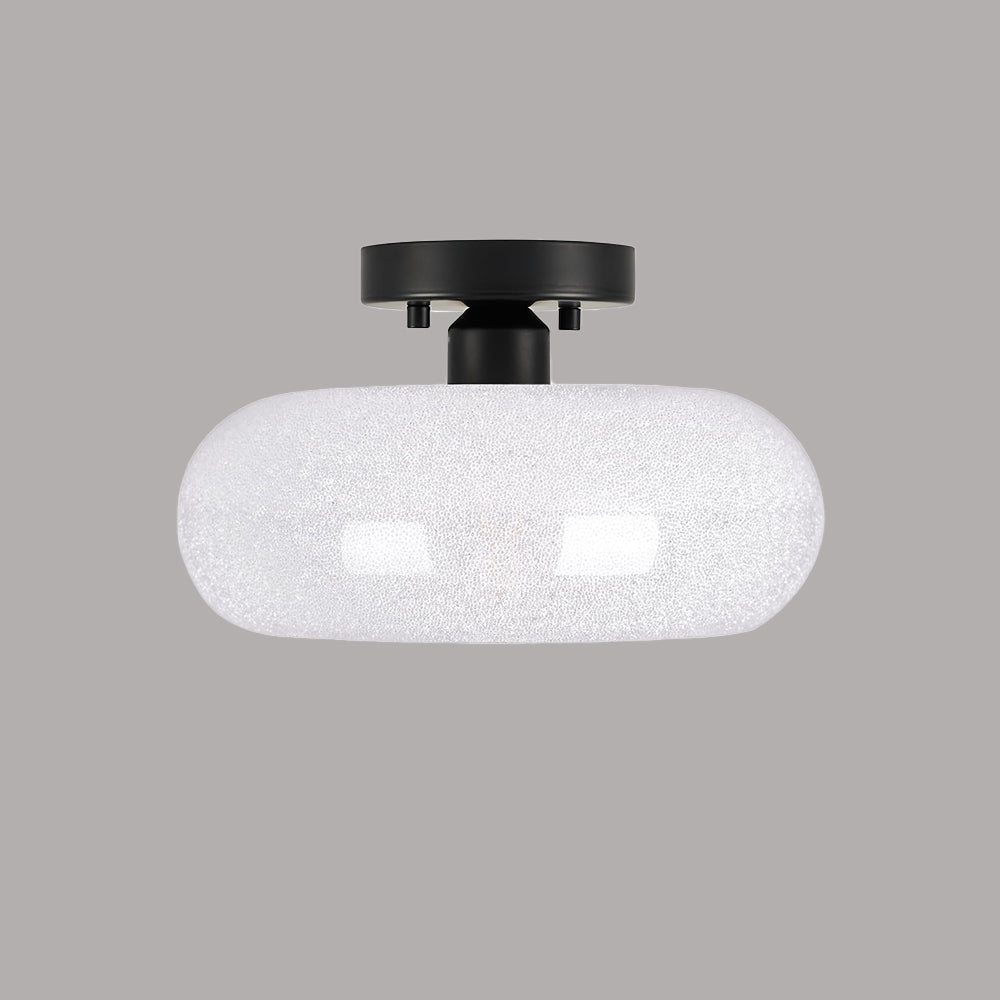 Modern Round Glass Semi-Flush Ceiling Light