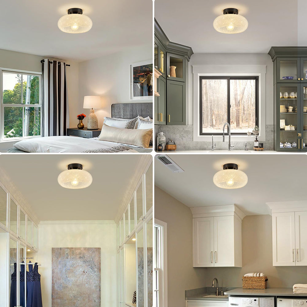 Modern Round Glass Semi-Flush Ceiling Light