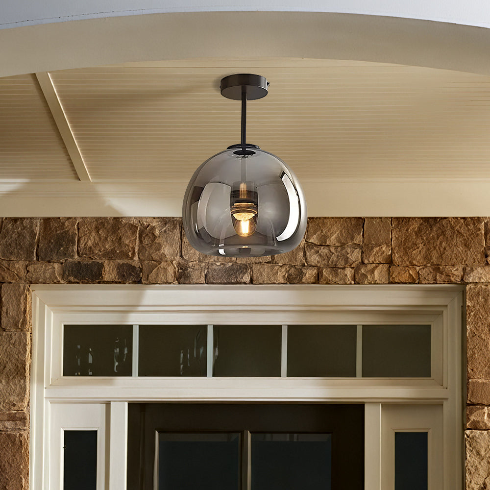 Modern Copper Glass Flush Mount Ceiling Light