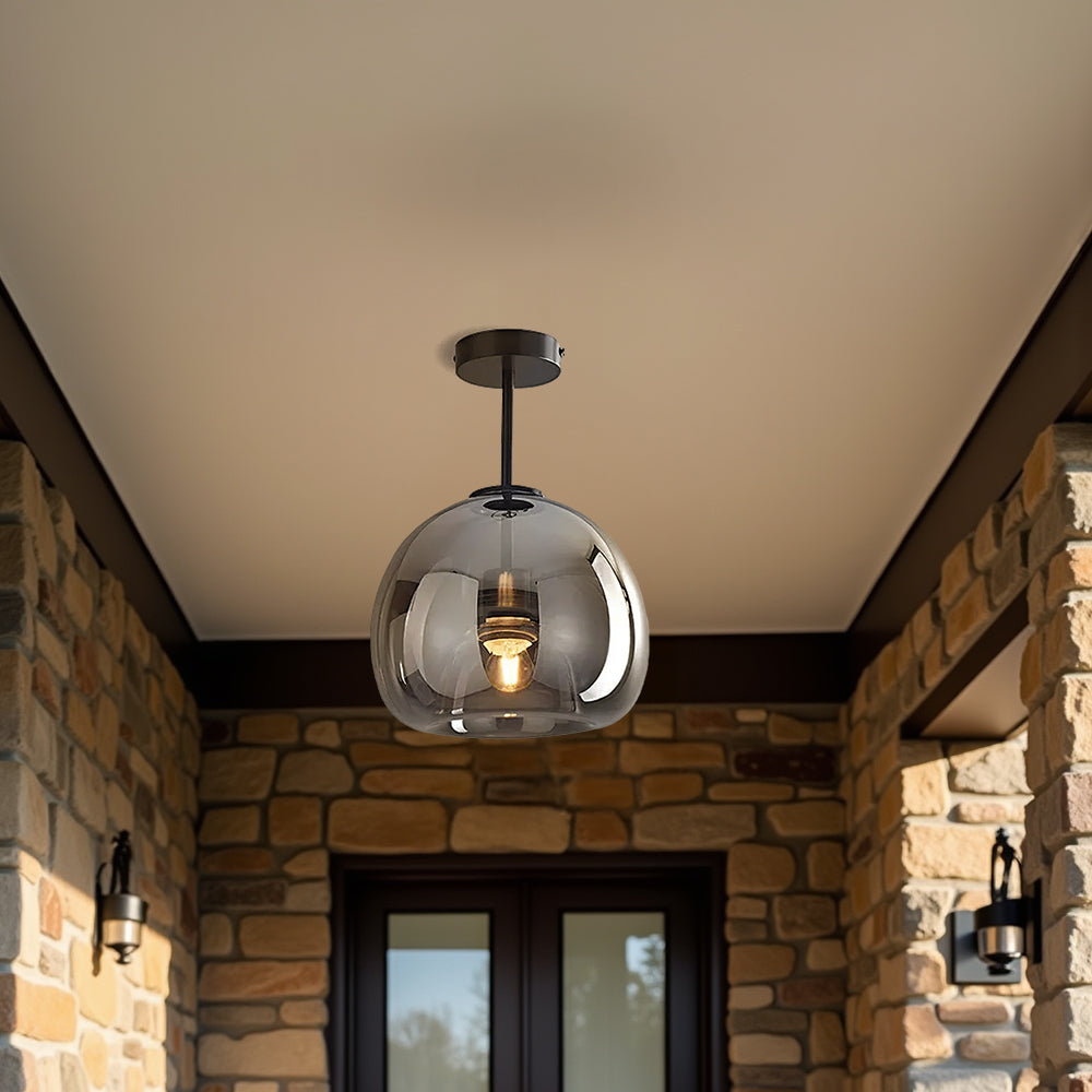 Modern Copper Glass Flush Mount Ceiling Light