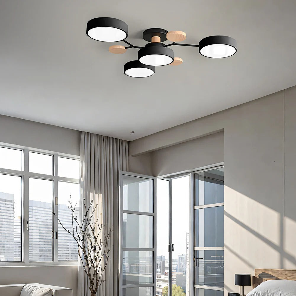 Modern Round Iron LED Semi-Flush Ceiling Chandelier