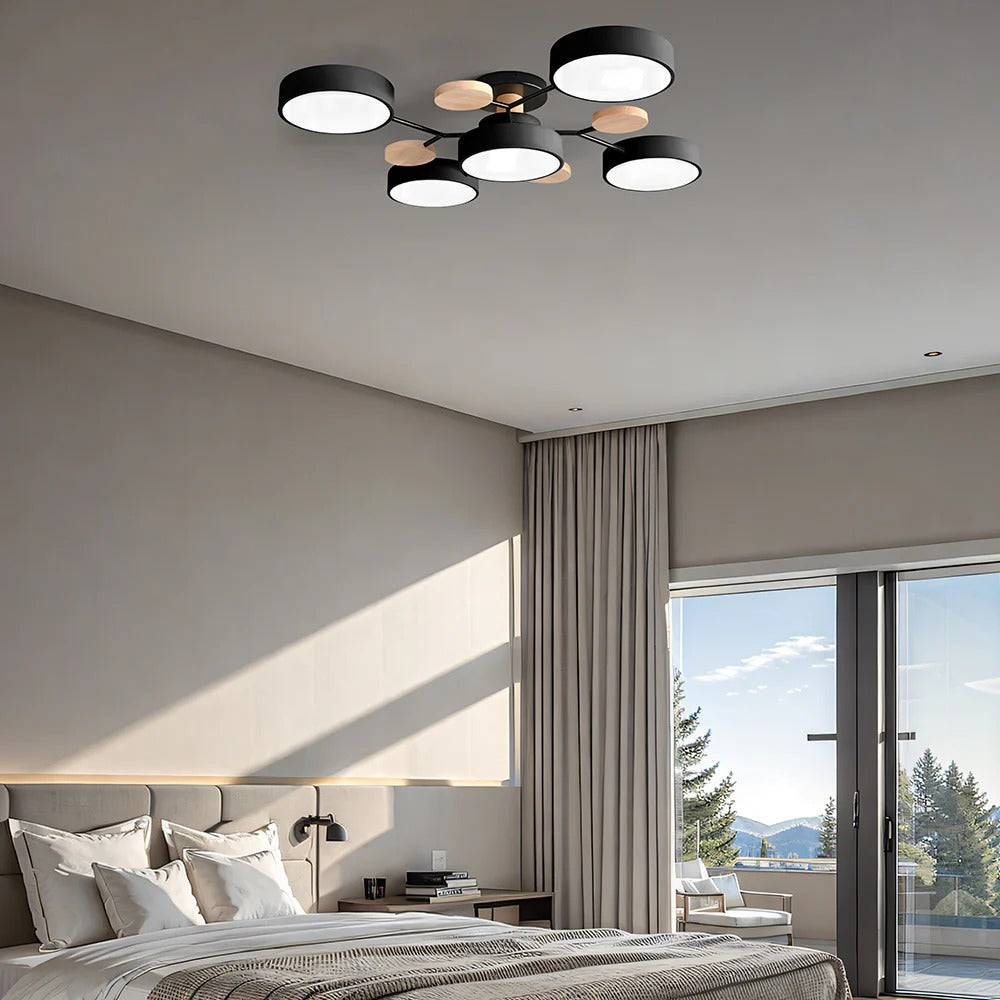 Modern Round Iron LED Semi-Flush Ceiling Chandelier