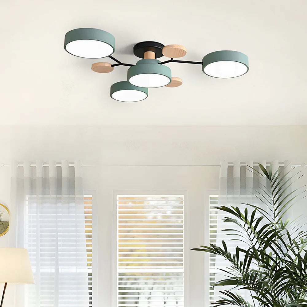 Modern Round Iron LED Semi-Flush Ceiling Chandelier