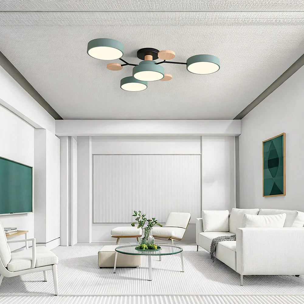 Modern Round Iron LED Semi-Flush Ceiling Chandelier
