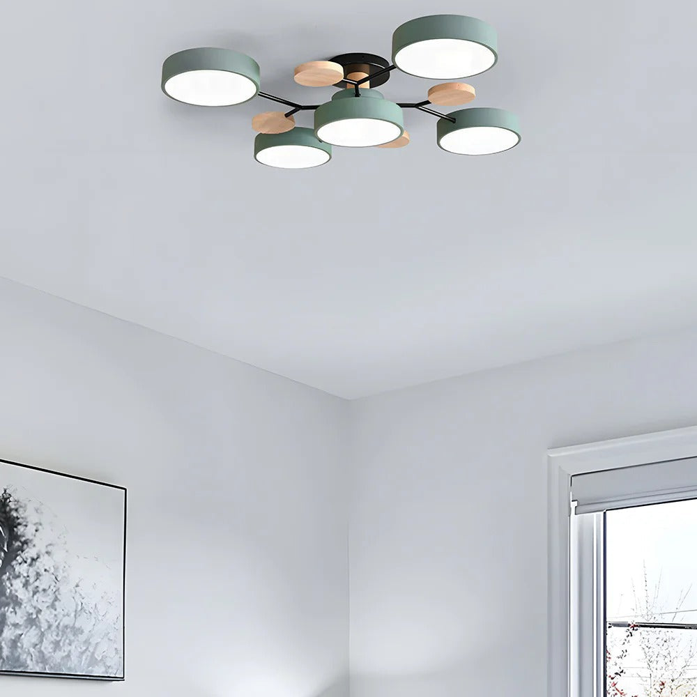 Modern Round Iron LED Semi-Flush Ceiling Chandelier
