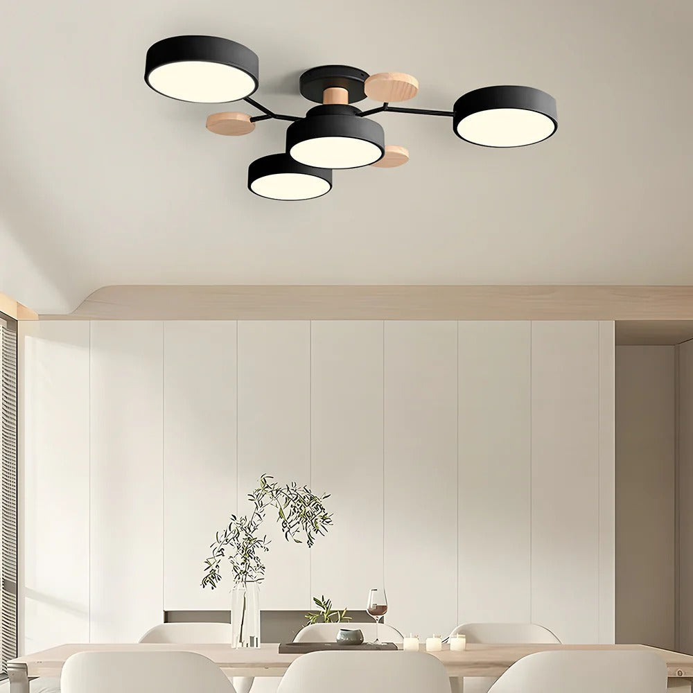 Modern Round Iron LED Semi-Flush Ceiling Chandelier