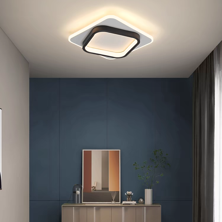 Gold Square LED Living Room Ceiling Light